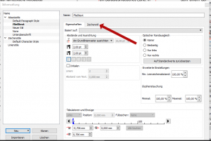 In der Registerkarte „Zeichenstil“ findest du weitere Einstellungen für deinen Absatzstil.