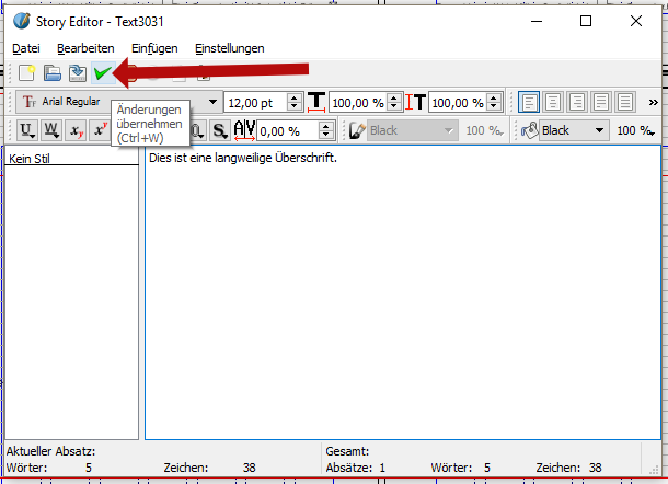 Zu sehen ist der "Storyeditor". Dort kannst du deinen Text nachträglich bearbeiten.