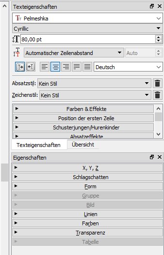 Zu sehen ist die Palette "Eigenschaften".