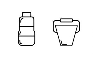 Line Icons Flasche und Eimer