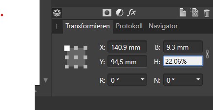 Bei der Höhe wird die Prozentzahl eingegeben, dann verändert sich die Höhe auf den Prozentsatz