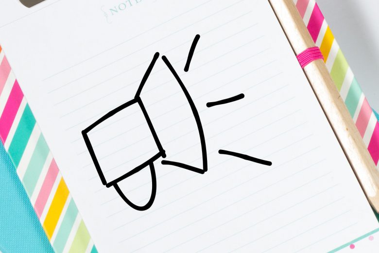 Notizbuch mit Megafon